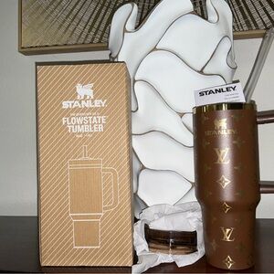 NEW- Stanley Brown Tumbler with Gold Design